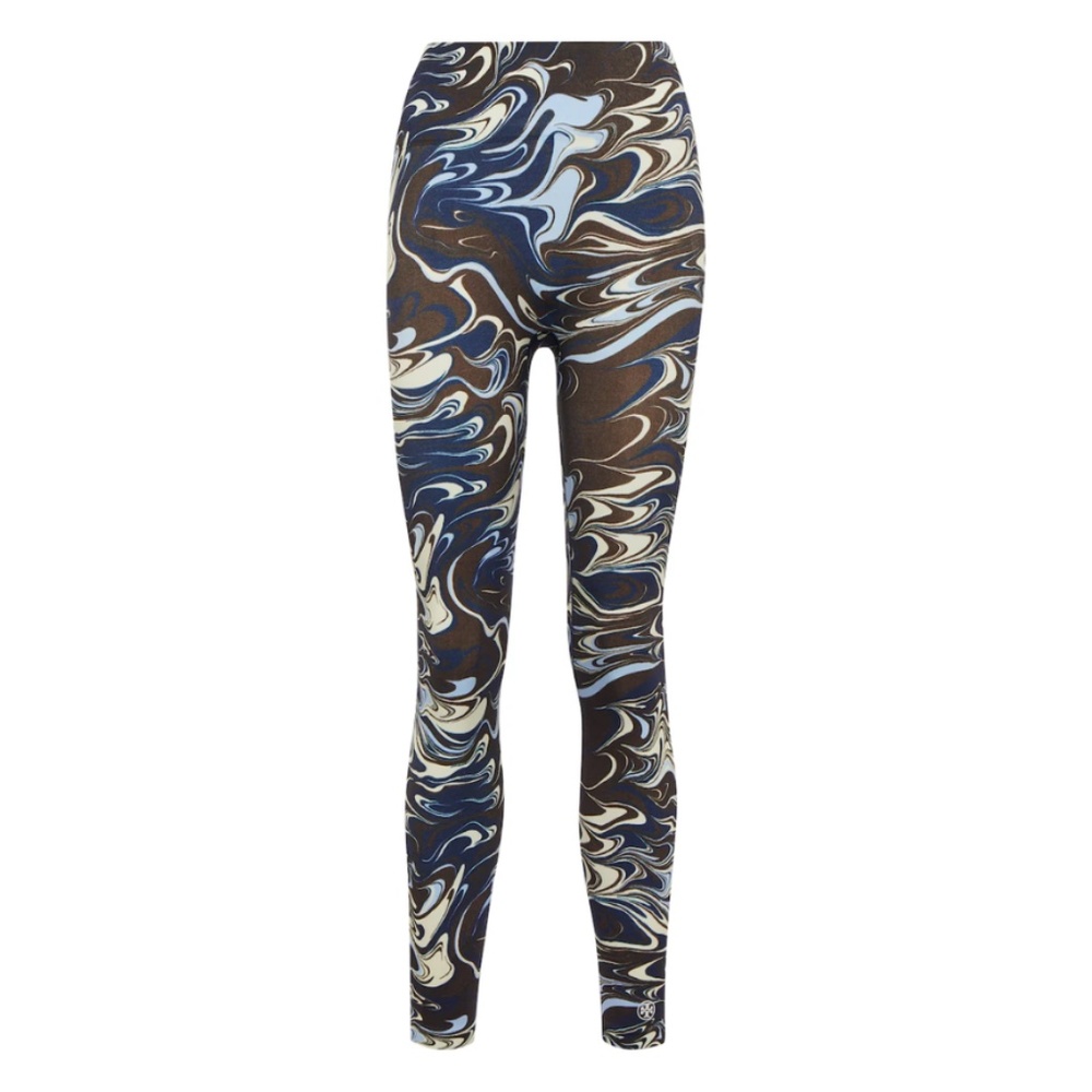 Tory Burch Sport Seamless 7/8 High-rise Leggings in Dark Roast Marble Splash